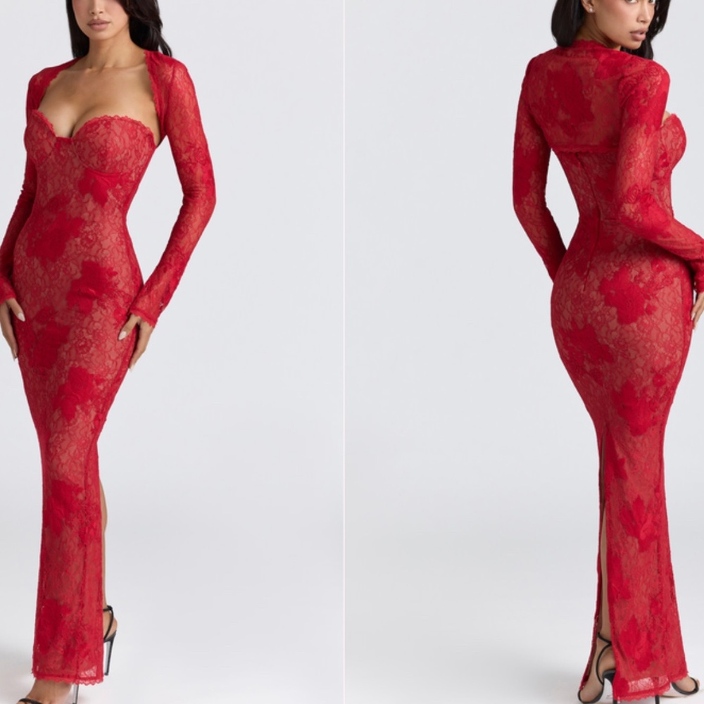 SOLD House of CB Lucienne Red Lace Embroidered Maxi Dress - Limited Edition - Picture 4 of 13